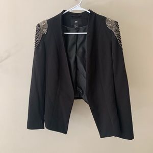 H&M Black Embellished Cropped Blazer